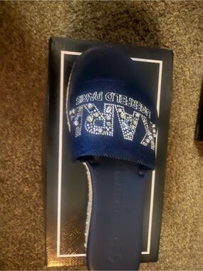 Karl Lagerfeld Denim Blue Slide Sandal